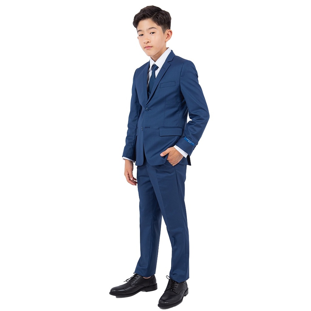 Solid Indigo Notch Lapel 5 Piece Perry Ellis Boy's Suit
